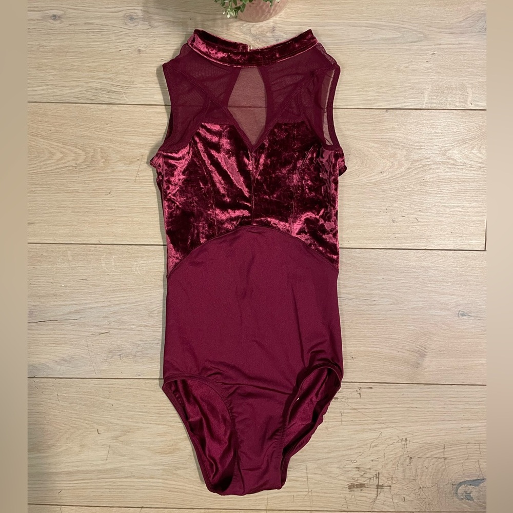 New Custom-made Dark Red Velvet Ballet Leotard